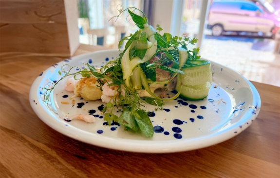 Asparges med rejer fra restaurant i Sæby, nær Frederikshavn